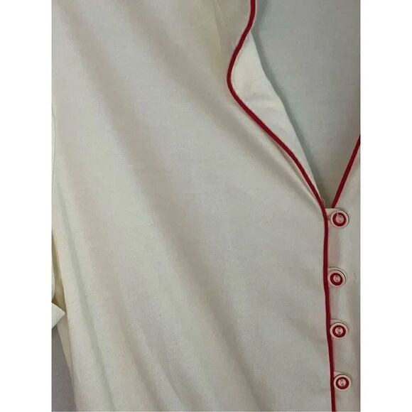 John Roberts Vintage short Sleeved Dress Ivory Red Size Large - Picture 8 of 11
